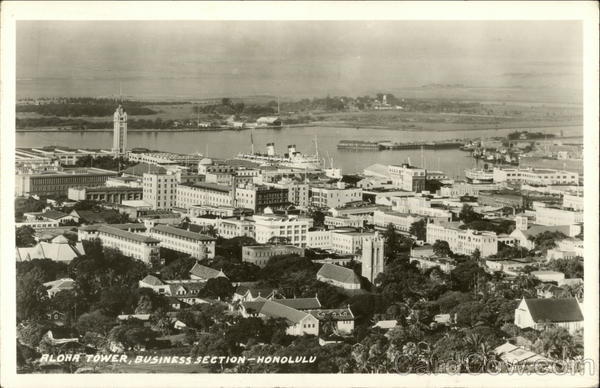 Bird's Eye View of Aloha Tower, Business Section Honolulu Hawaii