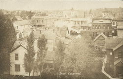 Aerial view of town Shell Lake, WI Postcard Postcard