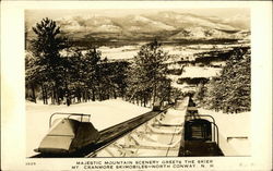 Mountains and Mt. Cranmore Skimobiles Postcard