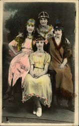 Portrait of Four Girls in Costume Postcard
