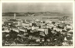Bird's Eye View of Aloha Tower, Business Section Postcard