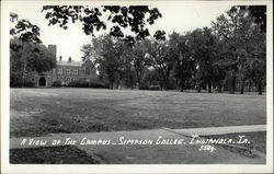 A view of the campus, Simpson College Postcard
