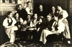Trapp Family Singers in their home, in the Fall of 1946 Postcard