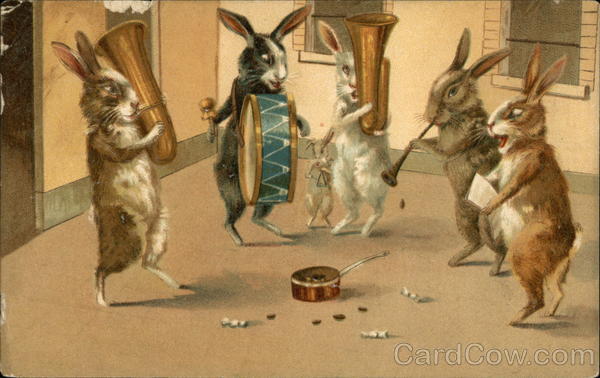 Five Rabbits Playing Instruments for Coins Maurice Boulanger