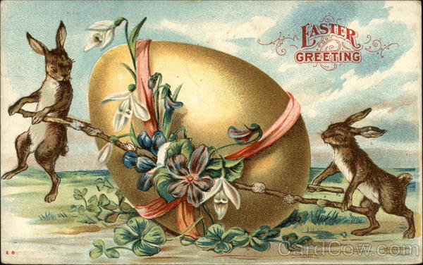 Easter Greeting With Bunnies