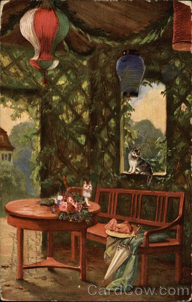 View of Cats in Garden Gazebo