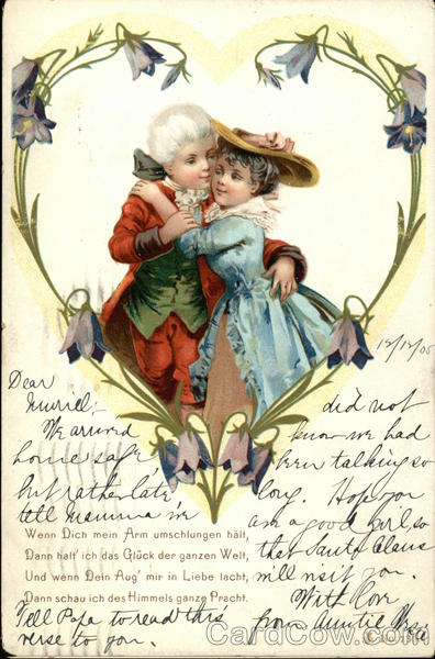 Couple Hugging in Flower Heart Couples