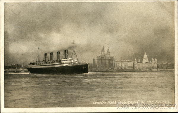 Cunard R.M.S. Aquitania in the Mersey Steamers
