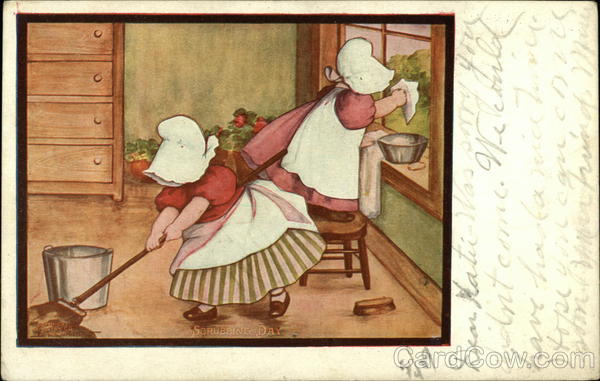 Sunbonnet Babies Mopping and Washing Windows