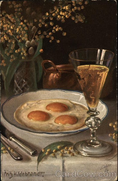 Still Life of Three Fried Eggs and Goblet of Beer Art