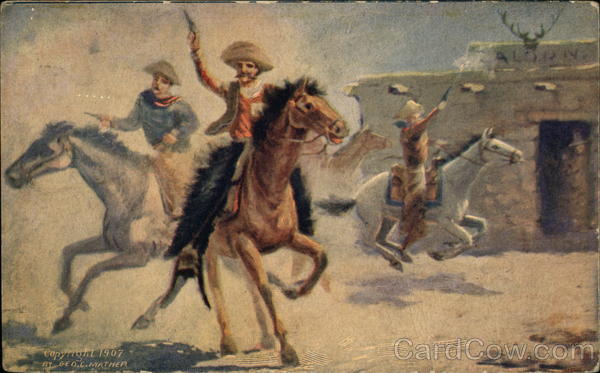 Cowboys on horses shooting guns Cowboy Western
