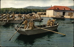 Engineers Building Pontoon Bridge Postcard