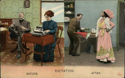 Dictation Before. After Postcard