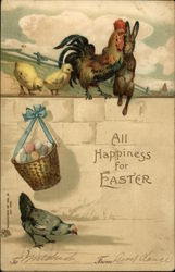 All Happiness for Easter With Chicks Postcard Postcard