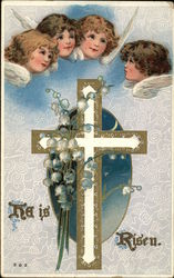 He is Risen With Angels Postcard Postcard