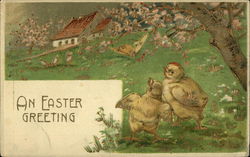 An Easter Greeting With Chicks Postcard Postcard