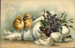 A Happy Easter With Chicks Postcard Postcard