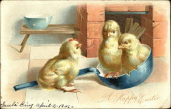 Three Chicks on a Happy Easter With Chicks Postcard Postcard