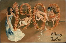 1909 A Happy New Year Children Postcard Postcard