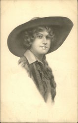 Cow Girl Wearing Wide-Brimmed Hat Cowboy Western Postcard Postcard
