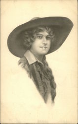 Cow Girl Wearing Wide-Brimmed Hat Postcard