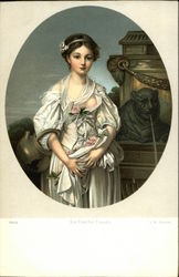 Portrait of Woman at Fountain Postcard
