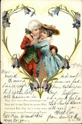 Couple Hugging in Flower Heart Postcard