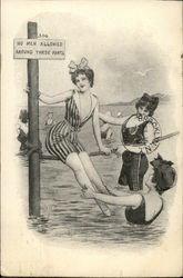 Ladies Enjoying Swimming Area Women Postcard Postcard