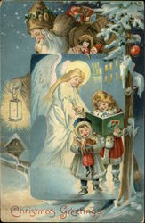 Christmas Greetings Angels Postcard Postcard