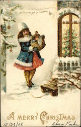 Girl carrying packages Postcard