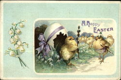 A Happy Easter With Chicks Postcard Postcard