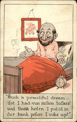 Man Sitting Up In Bed Judaica Postcard Postcard
