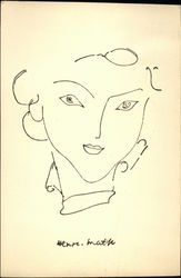 Pen and Ink Sketch of Woman's Face Postcard