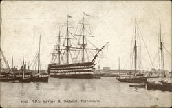 HMS Victory & Harbour, Portsmouth Sailboats Postcard Postcard