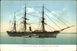 U.S. Training Ship "Essex" at Anchor in New York Bay Postcard