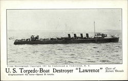 U.S. Torpedo-Boat Destroyer "Lawrence" Class of Sixteen Vessels Postcard