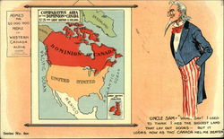 Uncle Sam - "Waal, Say! I Used to Think I Hed the Biggest Land That Lay Out Doors Postcard