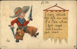 Child Cowboy holding 2 pistols Cowboy Kids Postcard Postcard