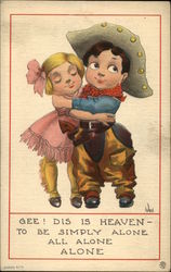 Gee! Dis is Heaven - to be Simply Alone all Alone Alone Cowboy Kids Postcard Postcard
