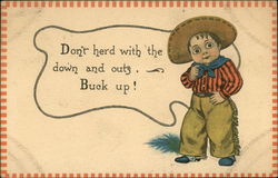 Don't Herd With the Down and Outs, Buck up! Cowboy Kids Postcard Postcard
