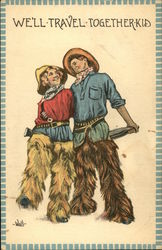 We'll Travel Together Kid Cowboy Western Postcard Postcard