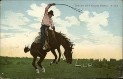 Cow boy on a bucking bronco Postcard
