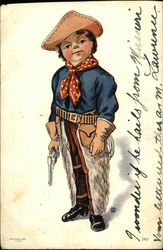 Little Boy Wearing Cowboy Gear and Holding a Gun Postcard
