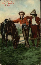 After a Hard Day's Ride Cowboy Western Postcard Postcard