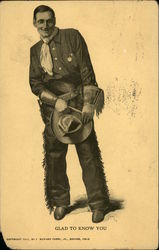 Glad to know you Cowboy Western Postcard Postcard