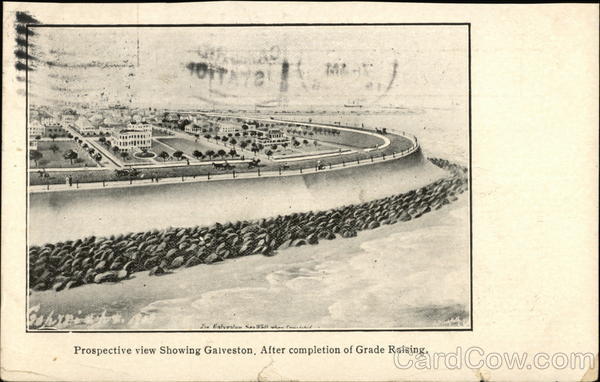 Prospective View Showing Galveston, After Completion of Grade Raising Texas