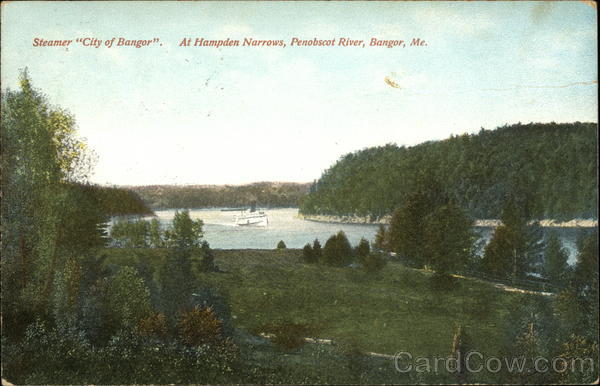 Steamer City of Bangor at Hampden Narrows, Penobscot River Maine