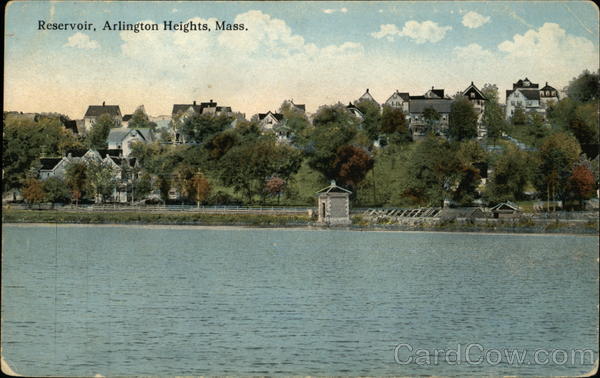 Water View of Reservoir and Residential Area Arlington Heights Massachusetts
