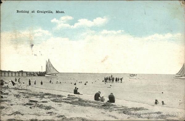 Beach Bathing and Sail Boats Craigville Massachusetts