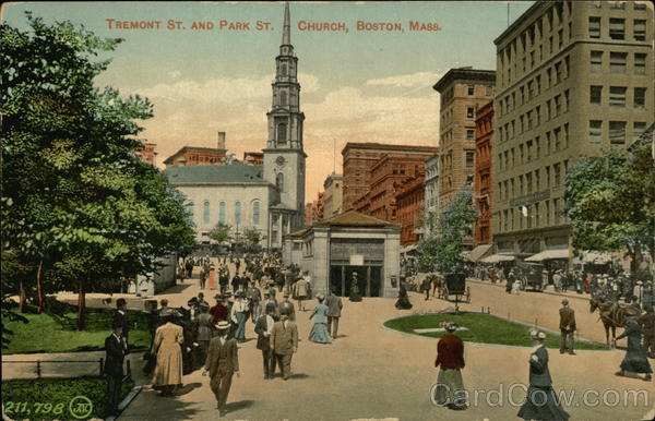 Tremont Street and Park Street Church Boston Massachusetts